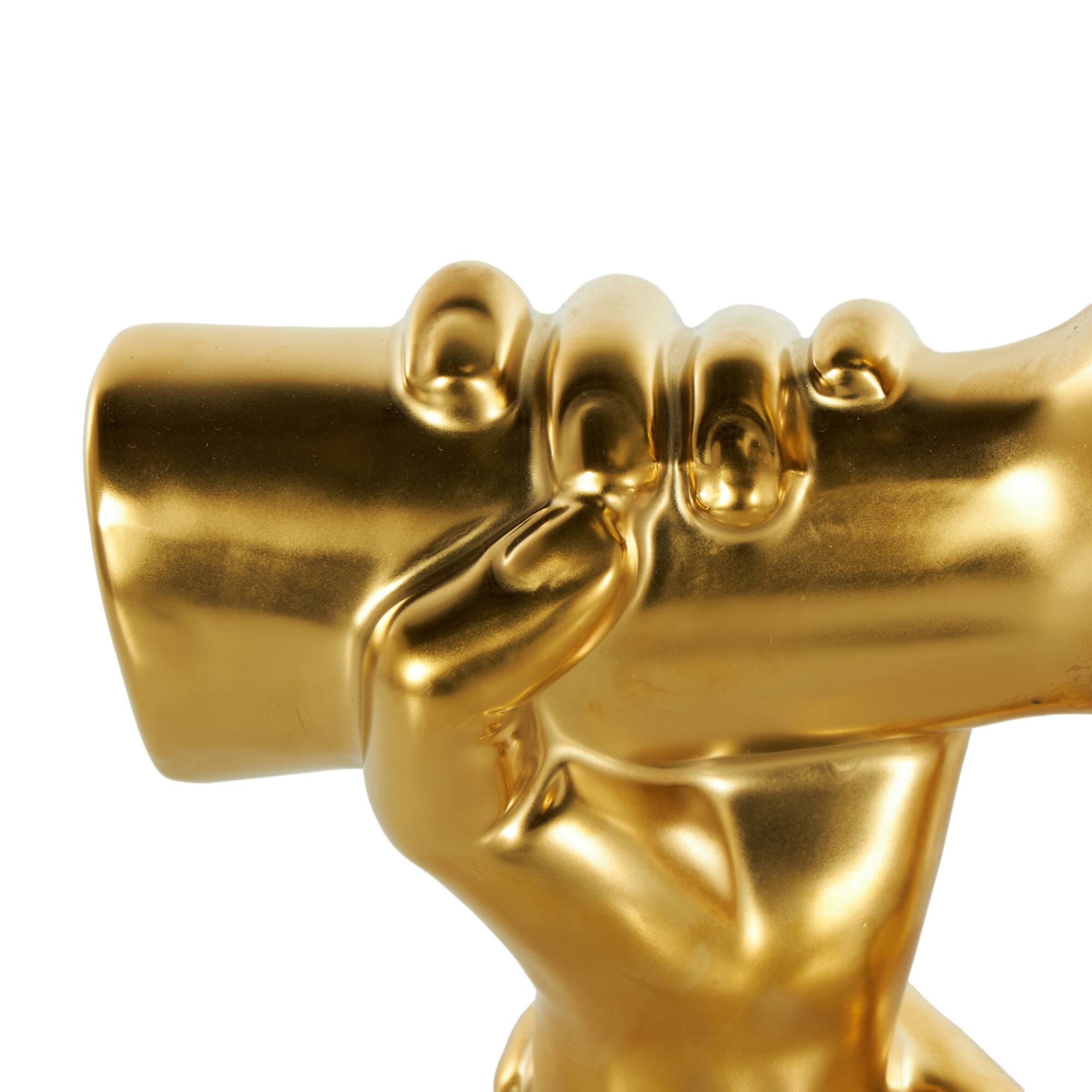 13" Gold Hands Gripping Ceramic Sculpture